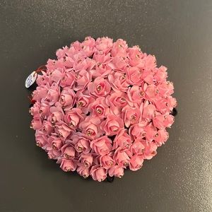 Pink rose decorative hair bun cover